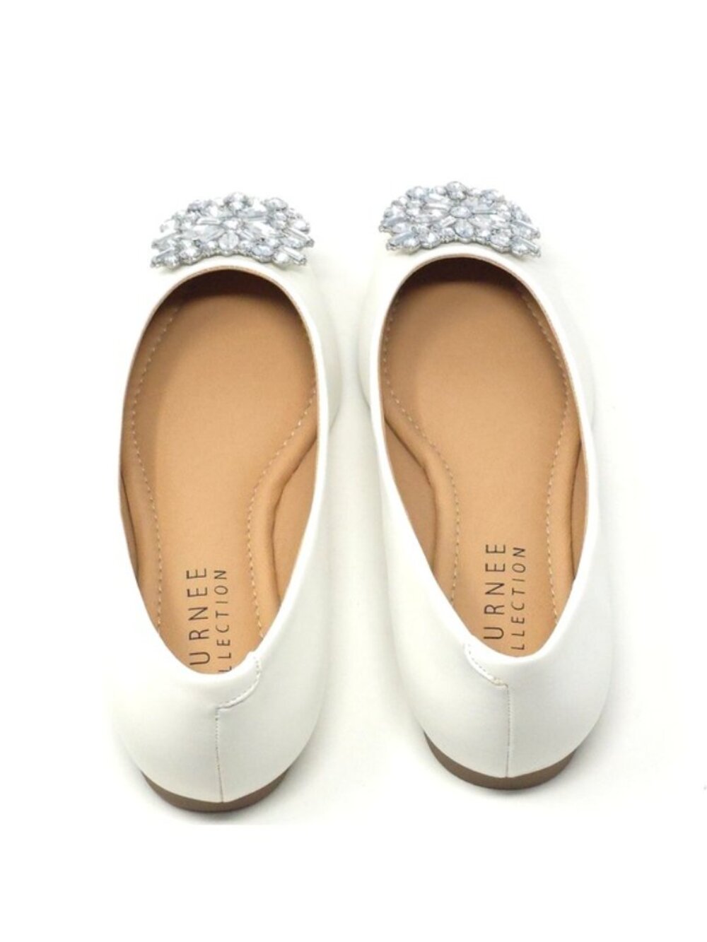 Brinley Co. Jewel Pointed Toe Ballet Flats Ivory Faux Leather Size 7.5M - Picture 7 of 10